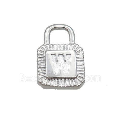 Copper Lock Pendant W-Letter Platinum Plated