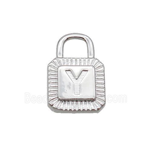 Copper Lock Pendant Y-Letter Platinum Plated