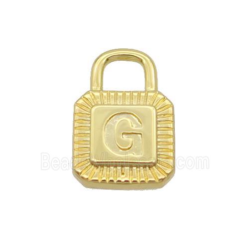 Copper Lock Pendant G-Letter Gold Plated
