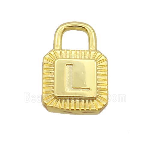 Copper Lock Pendant L-Letter Gold Plated