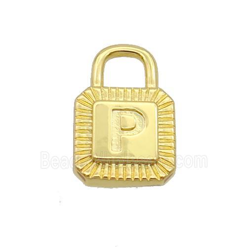 Copper Lock Pendant P-Letter Gold Plated