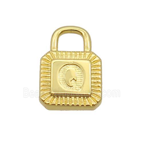 Copper Lock Pendant Q-Letter Gold Plated