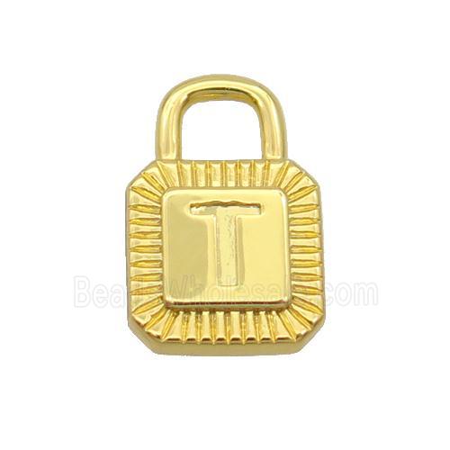 Copper Lock Pendant T-Letter Gold Plated