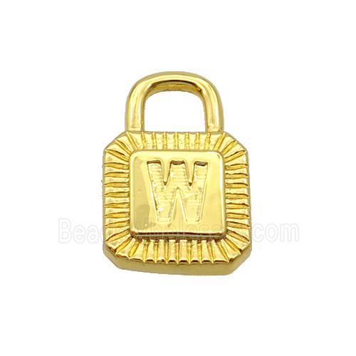 Copper Lock Pendant W-Letter Gold Plated