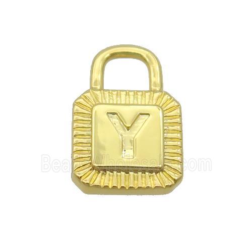 Copper Lock Pendant Y-Letter Gold Plated
