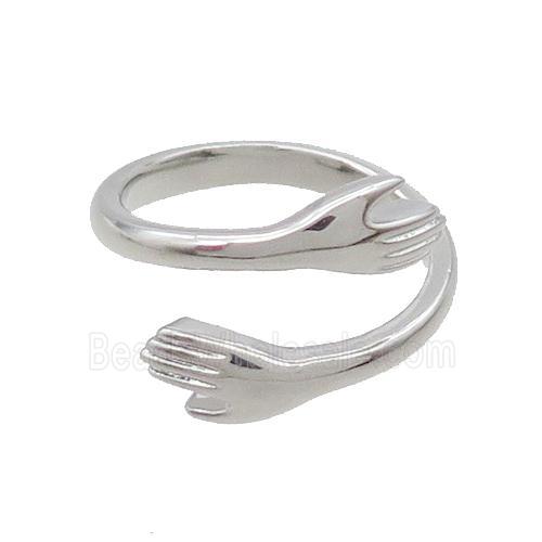 Copper Ring Love Embrace Adjustable Platinum Plated