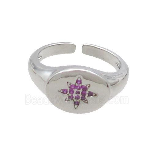 Copper Ring Pave Zircon NorthStar Platinum Plated