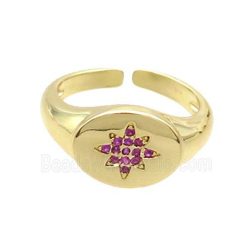 Copper Ring Pave Zircon NorthStar Gold Plated