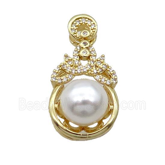 Copper Pendant Pave Pearlized Shell Gold Plated