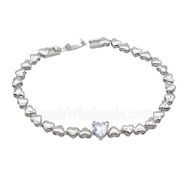 Copper Bracelet Pave Crystal Glass Platinum Plated