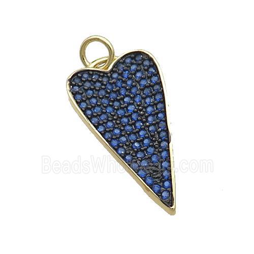 Copper Arrowhead Pendant Pave Blue Zircon Gold Plated