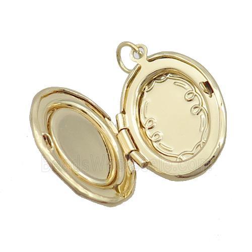 Copper Oval Pendant Pave Shell Evil Eye Gold Plated