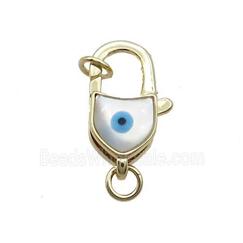 Copper Lobster Clasp Pave Shell Evil Eye Gold Plated