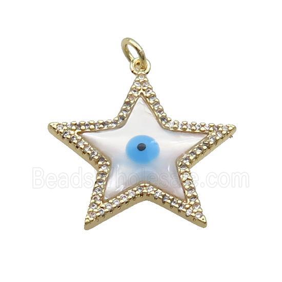 Copper Star Pendant Pave Zircon Shell Evil Eye Gold Plated