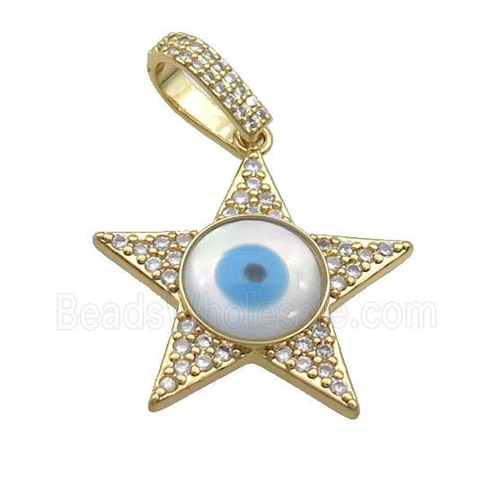 Copper Star Pendant Pave Zircon Shell Evil Eye Gold Plated