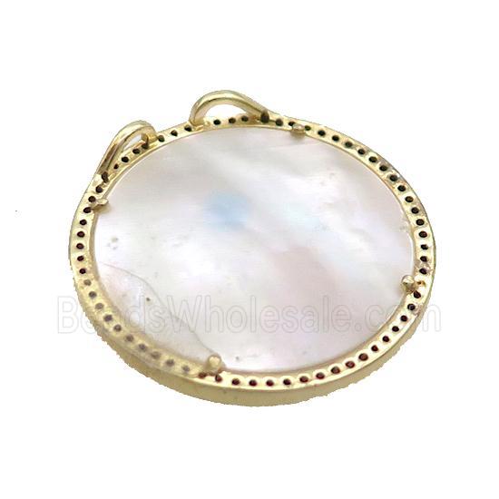 Copper Kids Pendant Pave Zircon Shell Evil Eye Gold Plated