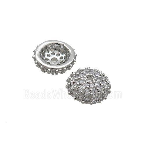 Copper Beadcaps Pave Zircon Platinum Plated