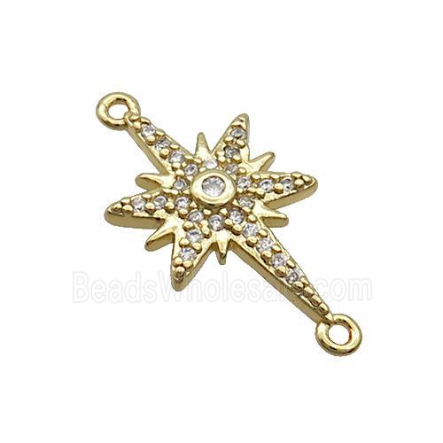 Copper Northstar Connector Pave Zircon Gold Plated