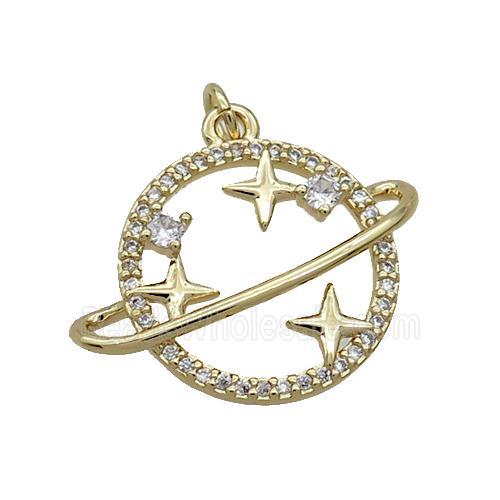 Copper Planet Pendant Pave Zircon Gold Plated