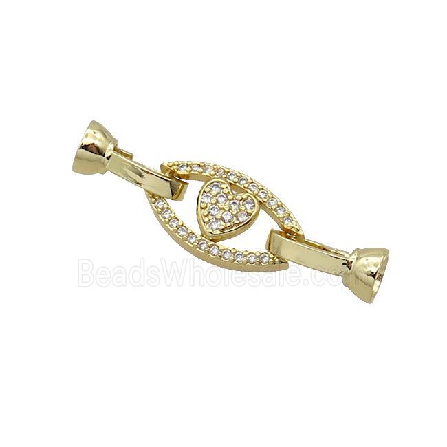 Copper Clasp Pave Zircon Heart Gold Plated