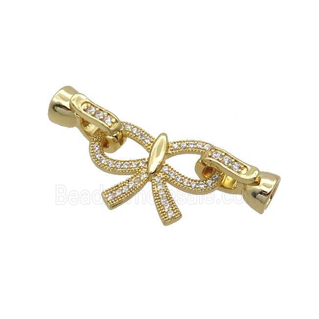 Copper Clasp Pave Zircon Bowknot Gold Plated