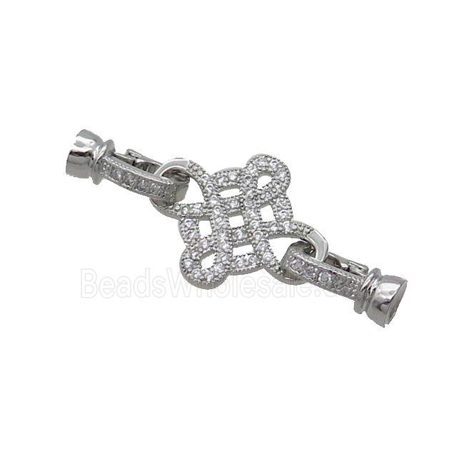 Copper Clasp Pave Zircon Bowknot Platinum Plated