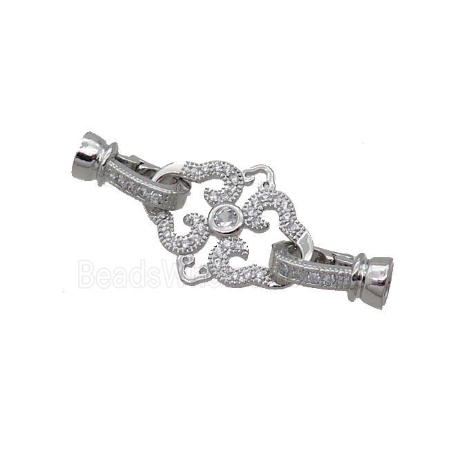 Copper Clasp Pave Zircon Platinum Plated