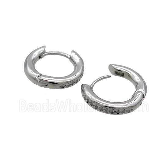 Copper Hoop Earring Pave Zircon Platinum Plated