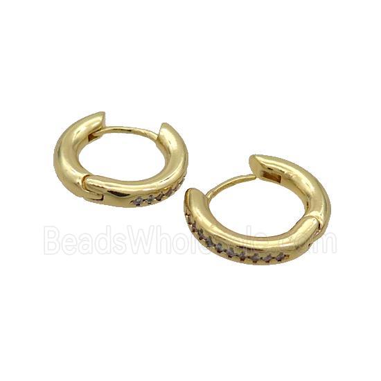 Copper Hoop Earring Pave Zircon 18K Gold