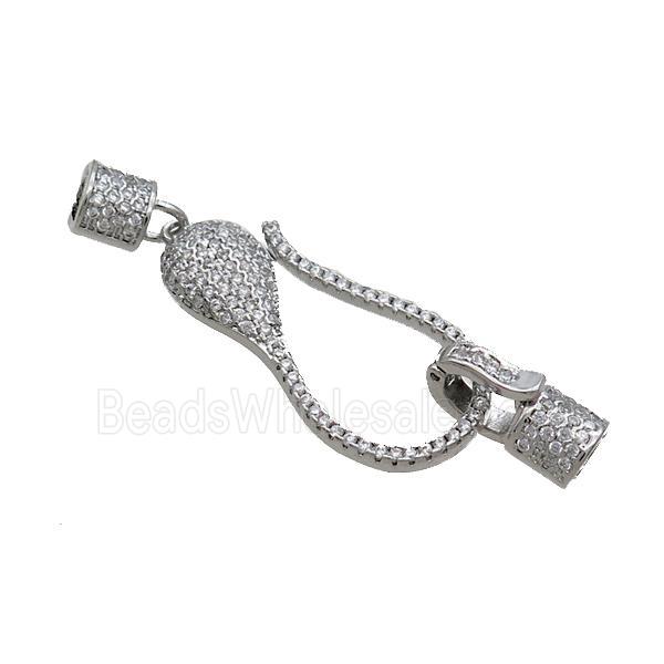 Copper Clasp Pave Zircon Platinum Plated