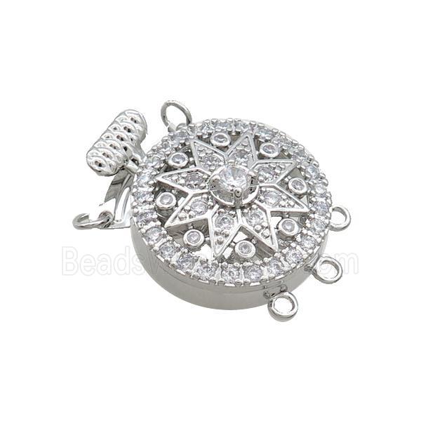 Copper Slide Clasp Pave Zircon Platinum Plated