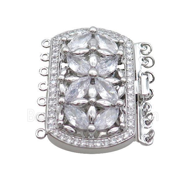 Copper Slide Clasp Pave Zircon Platinum Plated