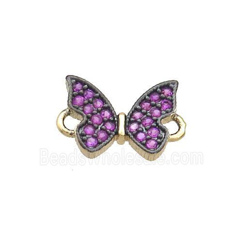 Copper Butterfly Connector Pave Zircon Gold Plated