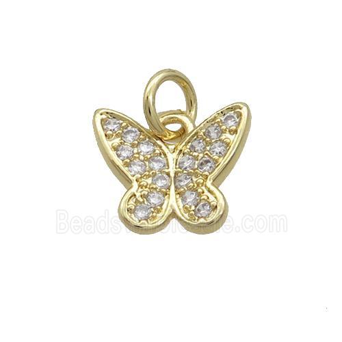 Copper Butterfly Pendant Pave Zircon Gold Plated