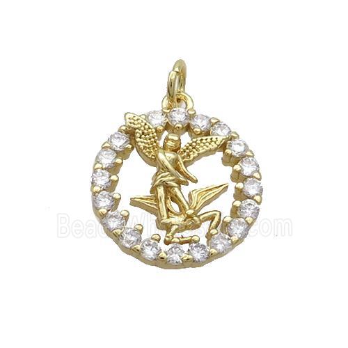 Copper Fairy Pendant Pave Zircon Gold Plated