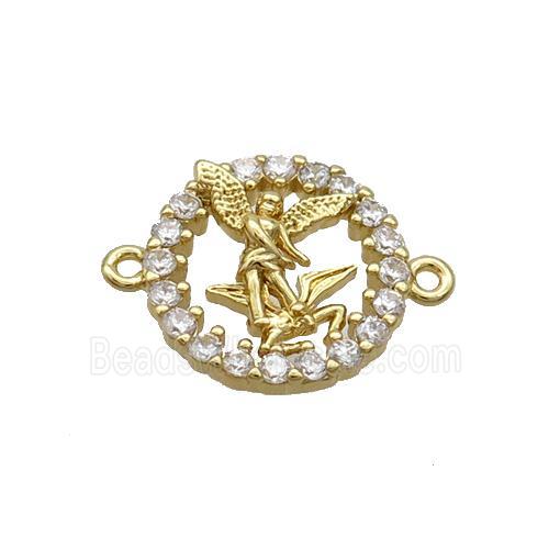 Copper Fairy Connector Pave Zircon Gold Plated