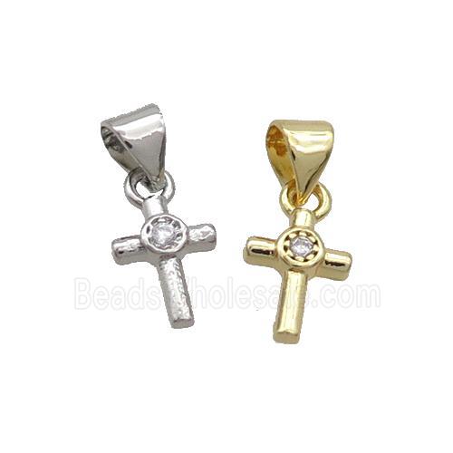 Copper Cross Pendant Pave Zircon Mixed