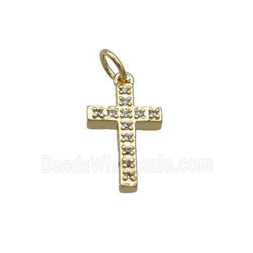 Copper Cross Pendant Pave Zircon Gold Plated