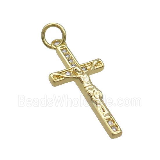Copper Religious Cross Pave Zircon Jesus Gold Plated