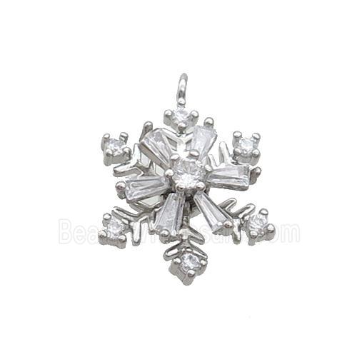 Copper Snowflake Pendant Pave Zircon Christmas Platinum Plated