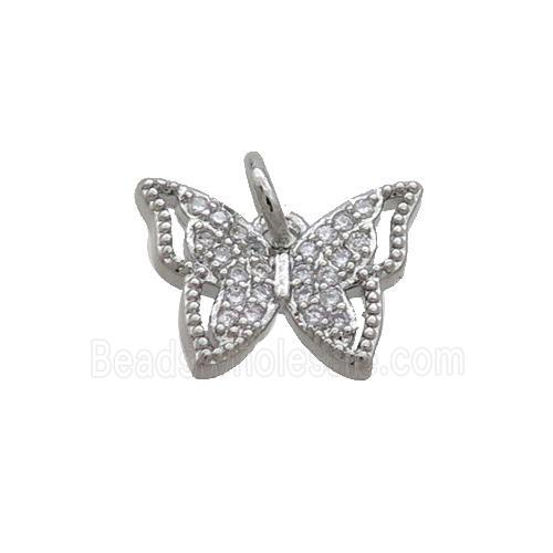 Copper Butterfly Pendant Pave Zircon Platinum Plated