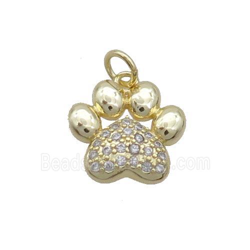 Copper Paw Pendant Pave Zircon Gold Plated