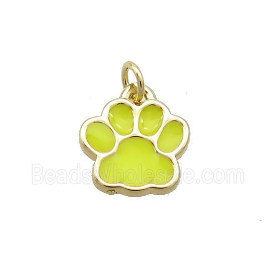 Copper Paw Pendant Yellow Enamel Gold Plated