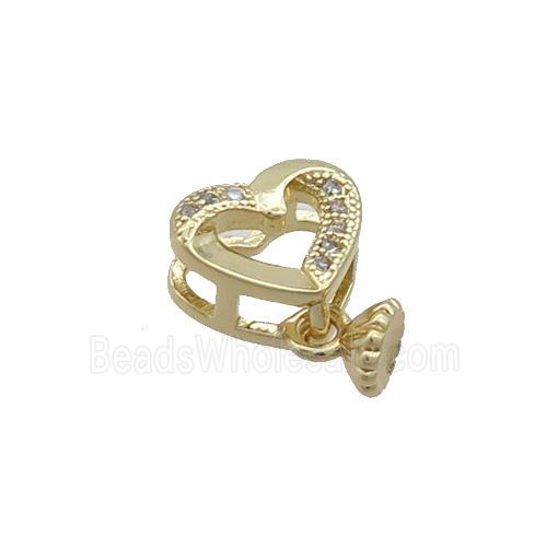 Copper Heart Pendant Pave Zircon Gold Plated