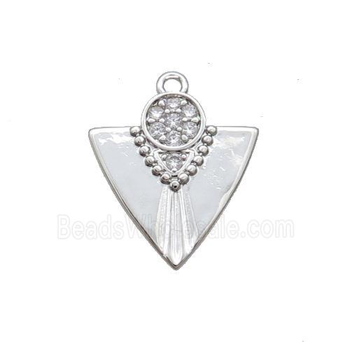 Copper Arrowhead Pendant Pave Zircon Platinum Plated