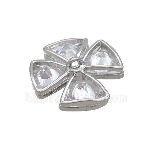 Copper Clover Pendant Pave Zircon Platinum Plated