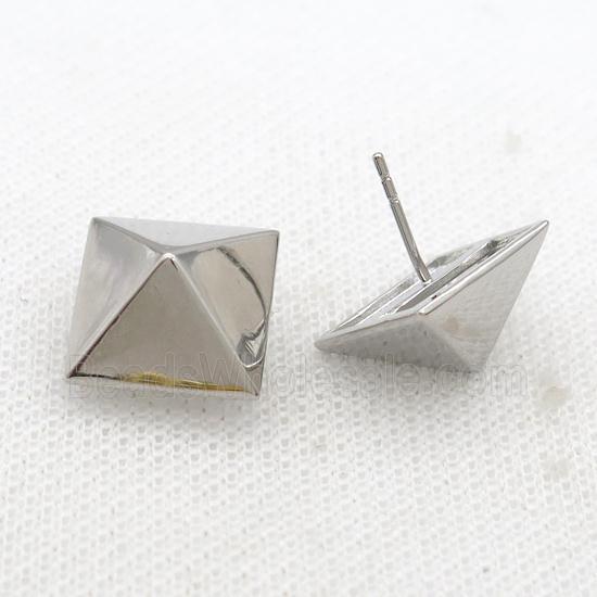 Copper Pyramid Stud Earring Platinum Plated