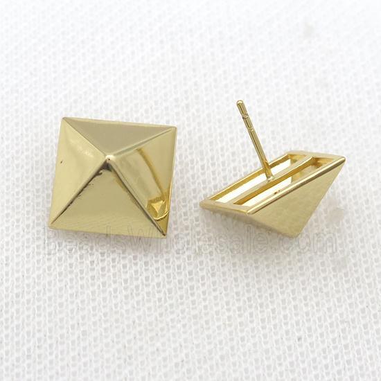 Copper Pyramid Stud Earring Gold Plated