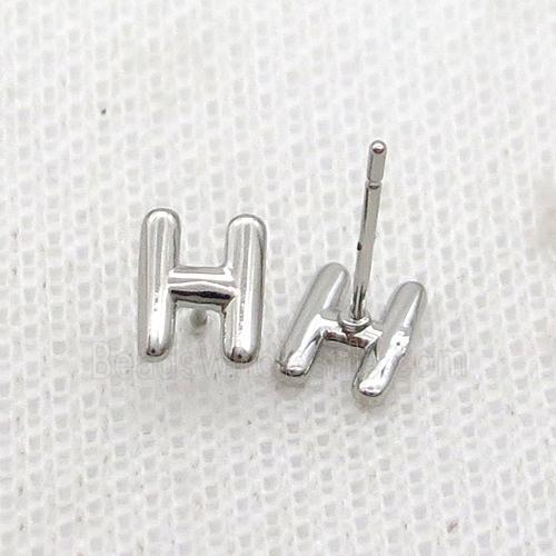Copper Stud Earring H-Letter Platinum Plated