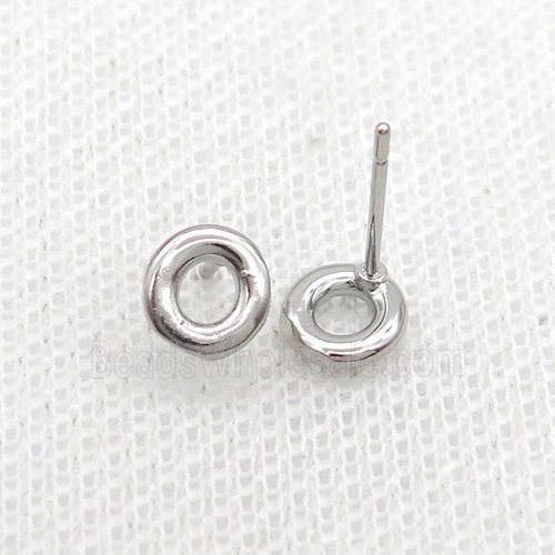 Copper Stud Earring O-Letter Platinum Plated